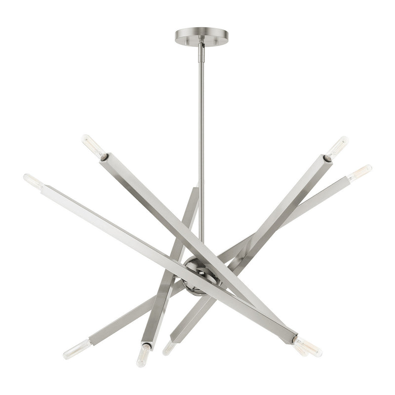 Livex Lighting 46986-91 Ten Light Chandelier, Brushed Nickel w/ Black Chromes