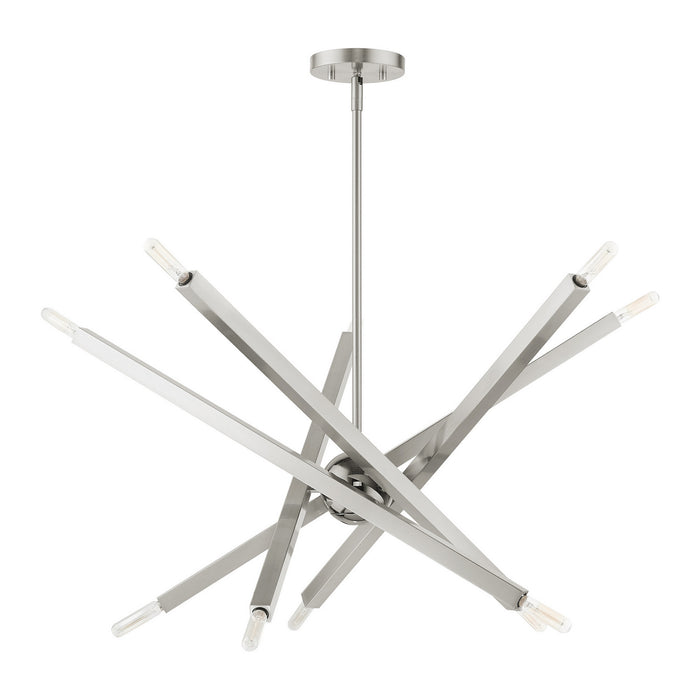 Livex Lighting 46986-91 Ten Light Chandelier, Brushed Nickel w/ Black Chromes