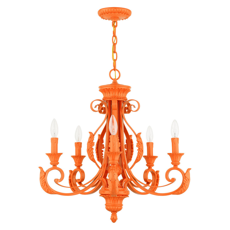 Livex Lighting 49065-77 Five Light Chandelier, Shiny Orange