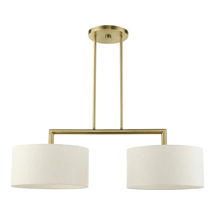 Livex Lighting 49292-01 Two Light Linear Chandelier, Antique Brass