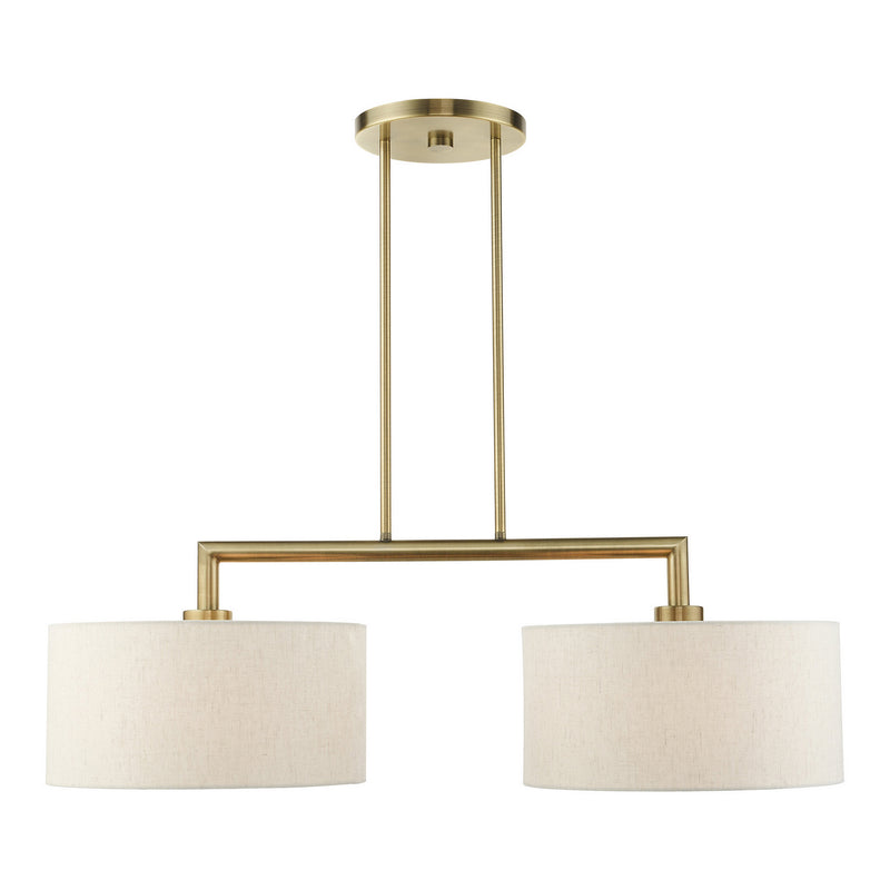 Livex Lighting 49292-01 Two Light Linear Chandelier, Antique Brass