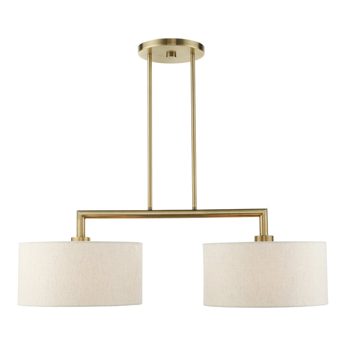 Livex Lighting 49292-01 Two Light Linear Chandelier, Antique Brass