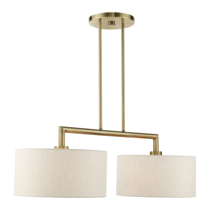 Livex Lighting 49292-01 Two Light Linear Chandelier, Antique Brass