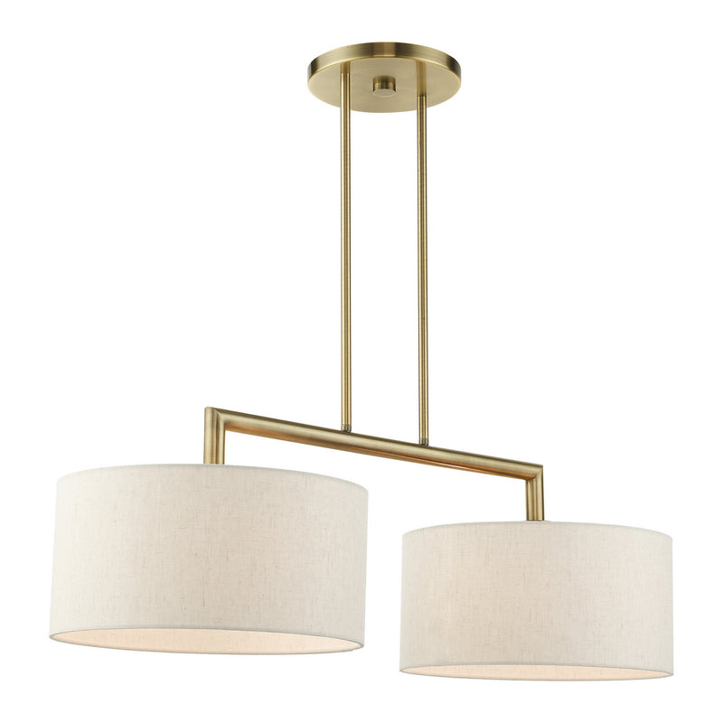 Livex Lighting 49292-01 Two Light Linear Chandelier, Antique Brass