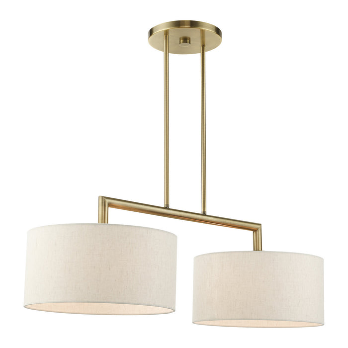 Livex Lighting 49292-01 Two Light Linear Chandelier, Antique Brass