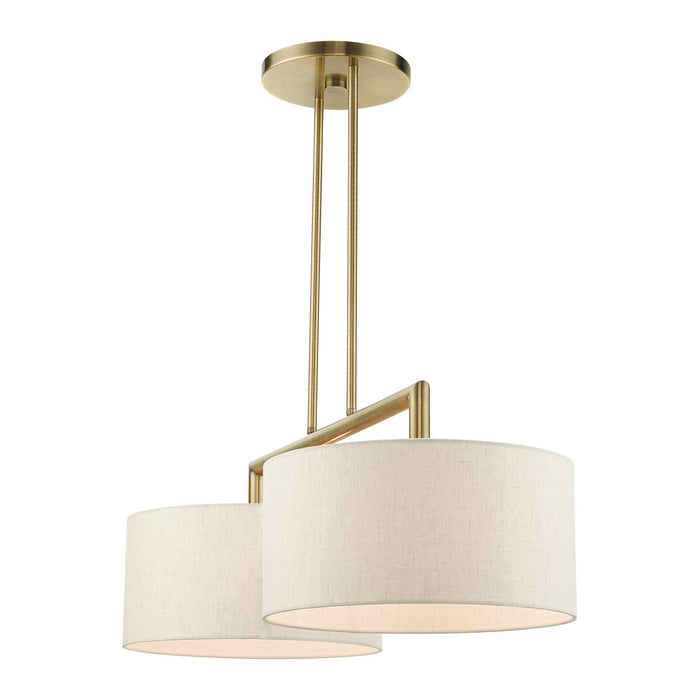 Livex Lighting 49292-01 Two Light Linear Chandelier, Antique Brass