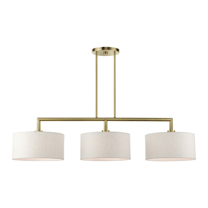 Livex Lighting 49293-01 Three Light Linear Chandelier, Antique Brass