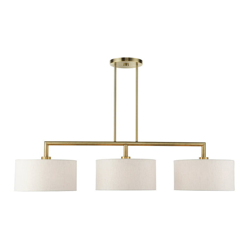 Livex Lighting 49293-01 Three Light Linear Chandelier, Antique Brass