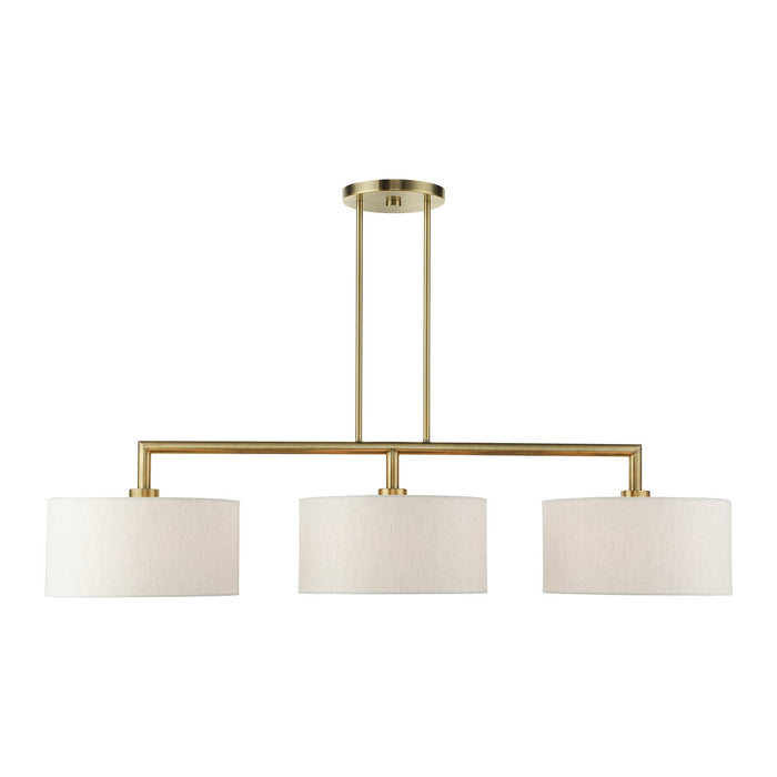 Livex Lighting 49293-01 Three Light Linear Chandelier, Antique Brass
