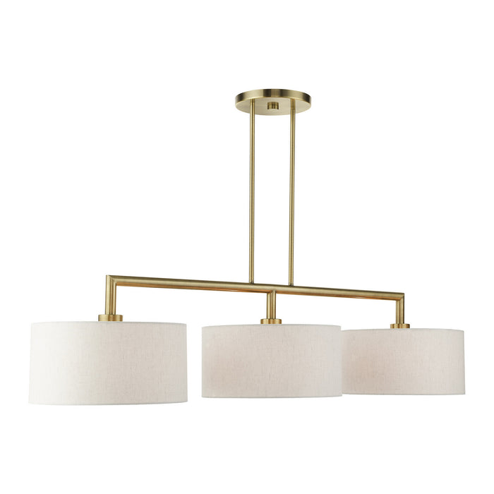 Livex Lighting 49293-01 Three Light Linear Chandelier, Antique Brass