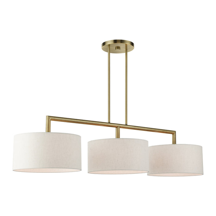 Livex Lighting 49293-01 Three Light Linear Chandelier, Antique Brass