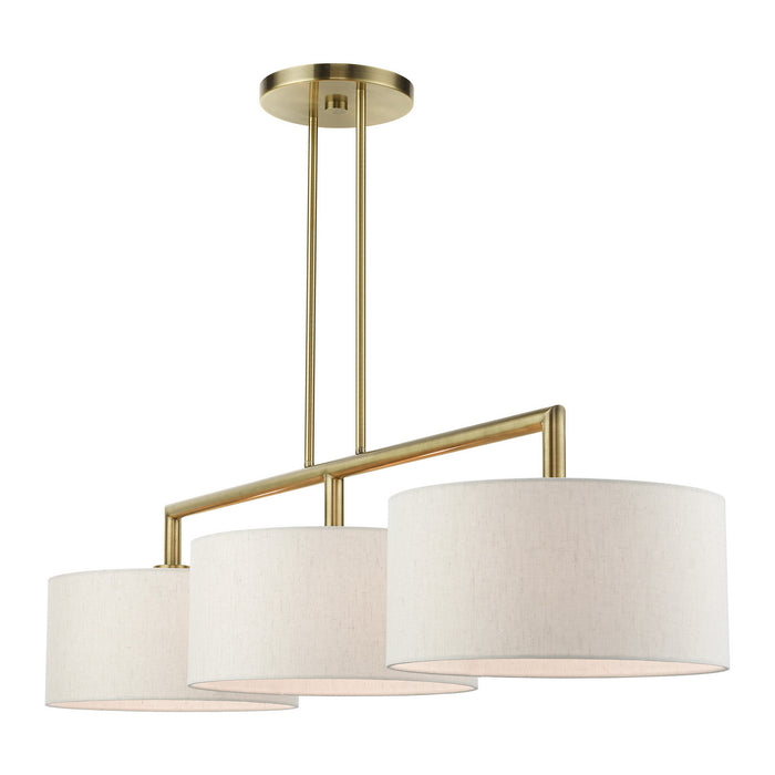 Livex Lighting 49293-01 Three Light Linear Chandelier, Antique Brass