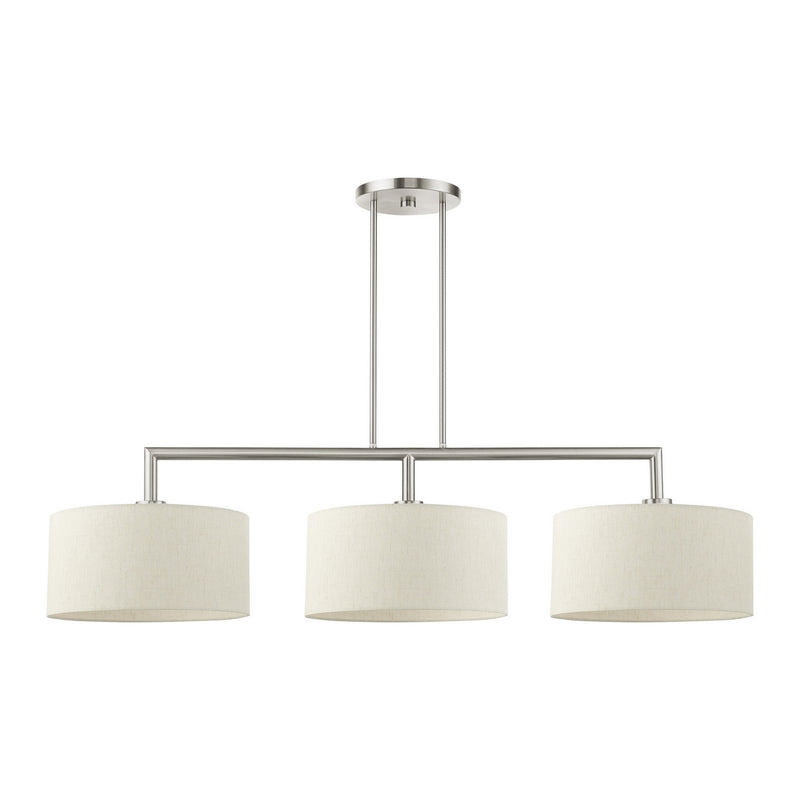 Livex Lighting 49293-91 Three Light Linear Chandelier, Brushed Nickel