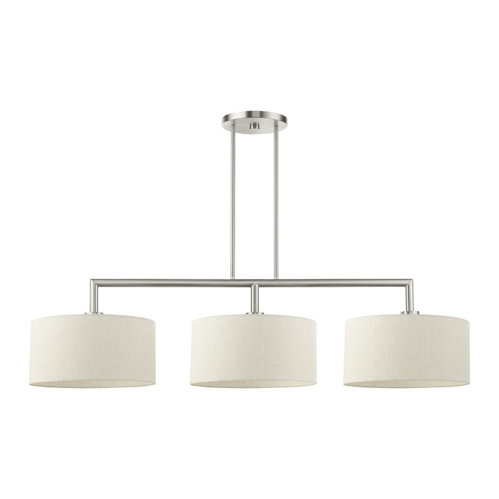 Livex Lighting 49293-91 Three Light Linear Chandelier, Brushed Nickel