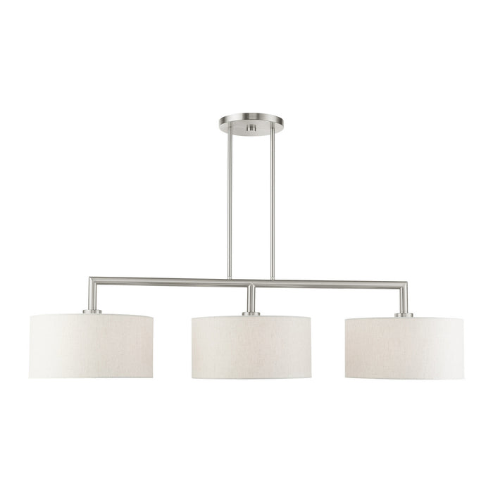Livex Lighting 49293-91 Three Light Linear Chandelier, Brushed Nickel