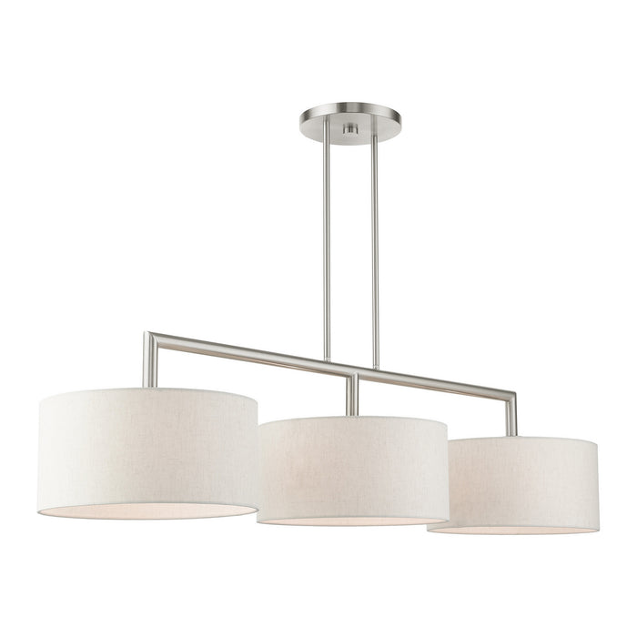 Livex Lighting 49293-91 Three Light Linear Chandelier, Brushed Nickel