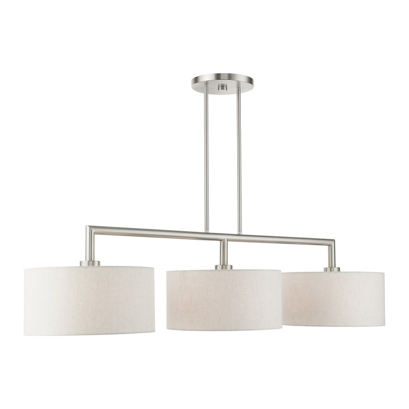 Livex Lighting 49293-91 Three Light Linear Chandelier, Brushed Nickel