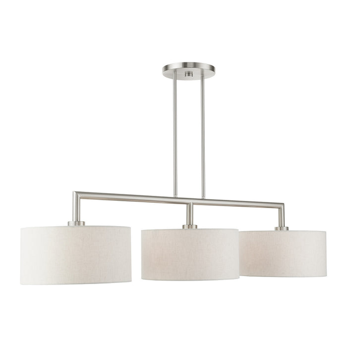 Livex Lighting 49293-91 Three Light Linear Chandelier, Brushed Nickel
