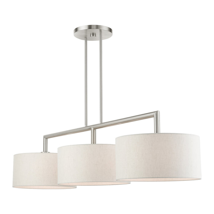 Livex Lighting 49293-91 Three Light Linear Chandelier, Brushed Nickel