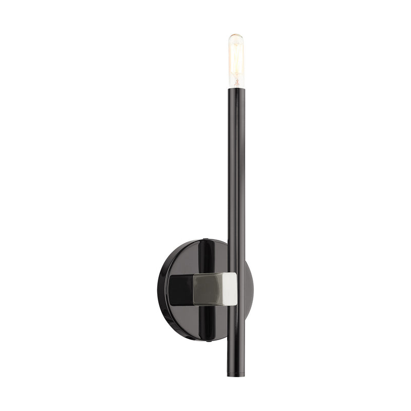 Livex Lighting 49341-46 One Light Wall Sconce, Black Chrome w/ Brushed Nickels