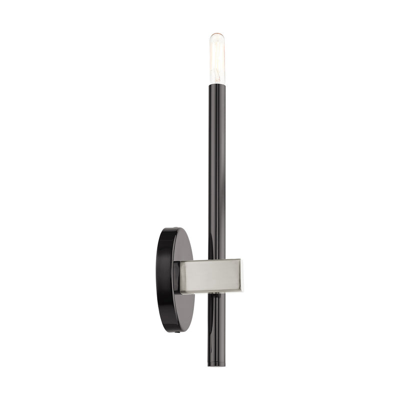 Livex Lighting 49341-46 One Light Wall Sconce, Black Chrome w/ Brushed Nickels
