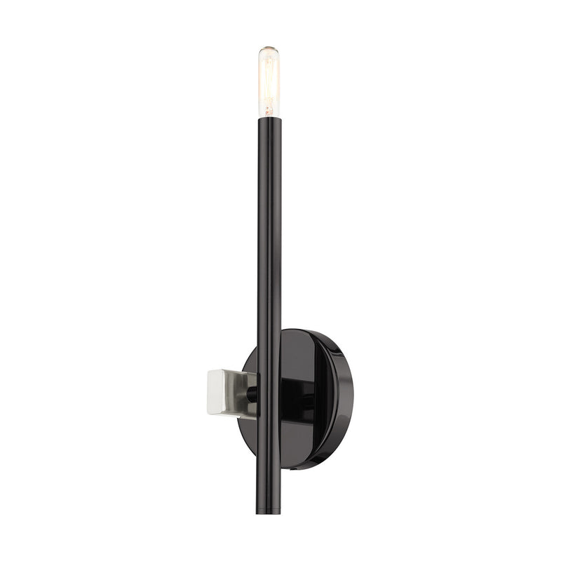 Livex Lighting 49341-46 One Light Wall Sconce, Black Chrome w/ Brushed Nickels
