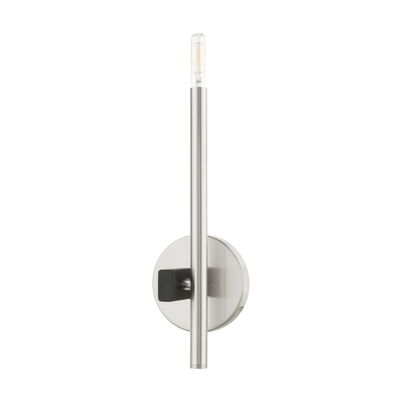 Livex Lighting 49341-91 One Light Wall Sconce, Brushed Nickel w/ Blacks