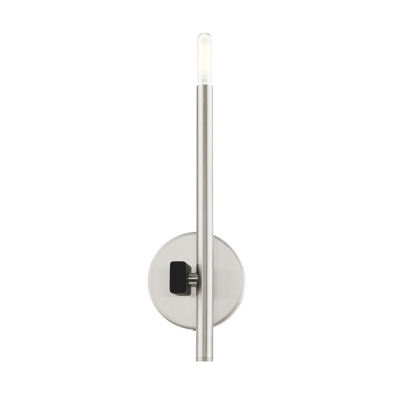 Livex Lighting 49341-91 One Light Wall Sconce, Brushed Nickel w/ Blacks