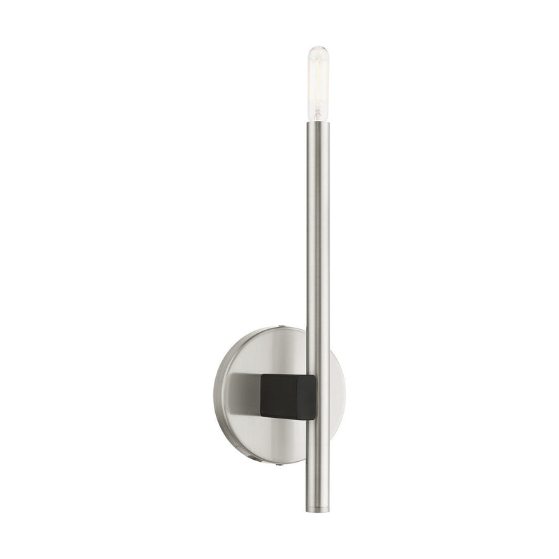 Livex Lighting 49341-91 One Light Wall Sconce, Brushed Nickel w/ Blacks