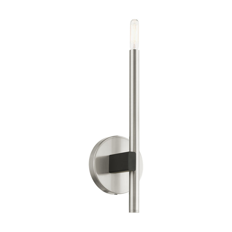 Livex Lighting 49341-91 One Light Wall Sconce, Brushed Nickel w/ Blacks