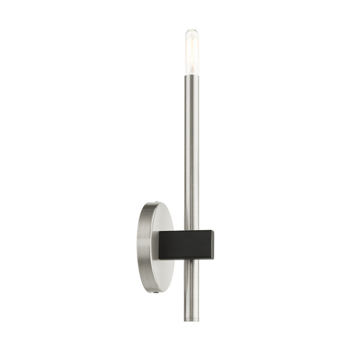 Livex Lighting 49341-91 One Light Wall Sconce, Brushed Nickel w/ Blacks