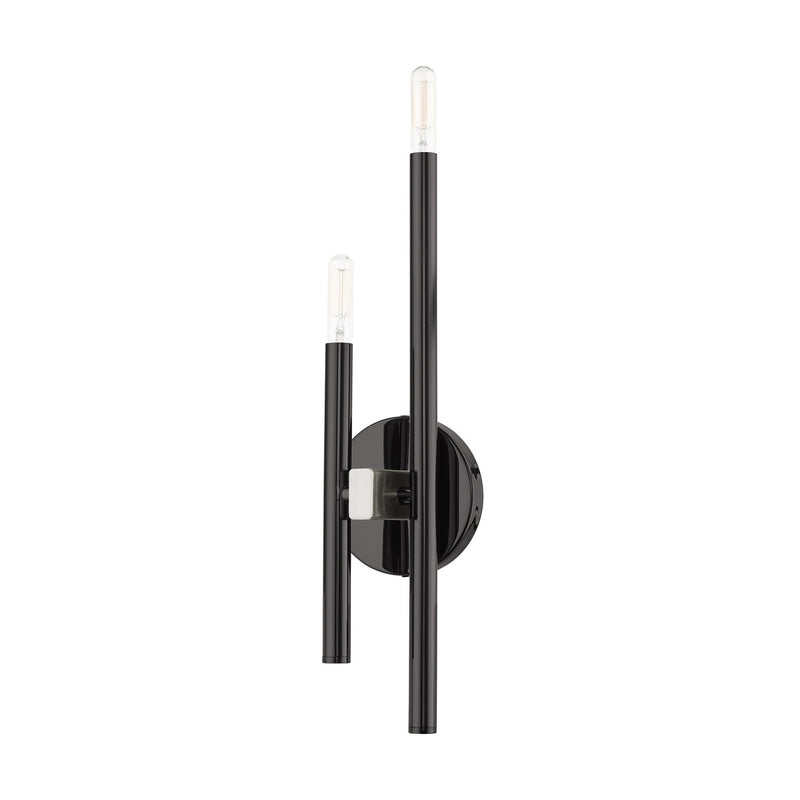 Livex Lighting 49342-46 Two Light Wall Sconce, Black Chrome w/ Brushed Nickels