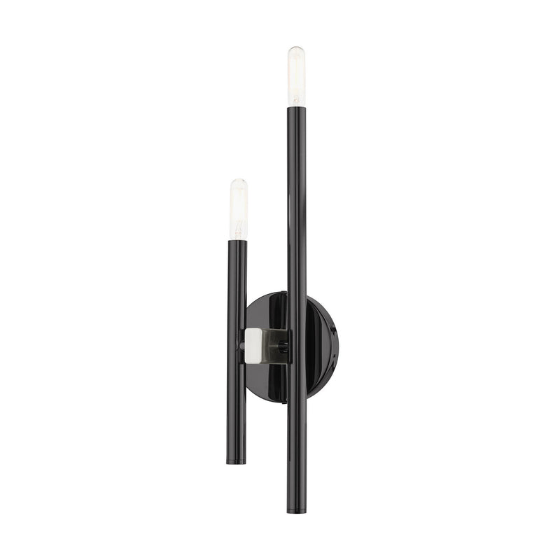 Livex Lighting 49342-46 Two Light Wall Sconce, Black Chrome w/ Brushed Nickels