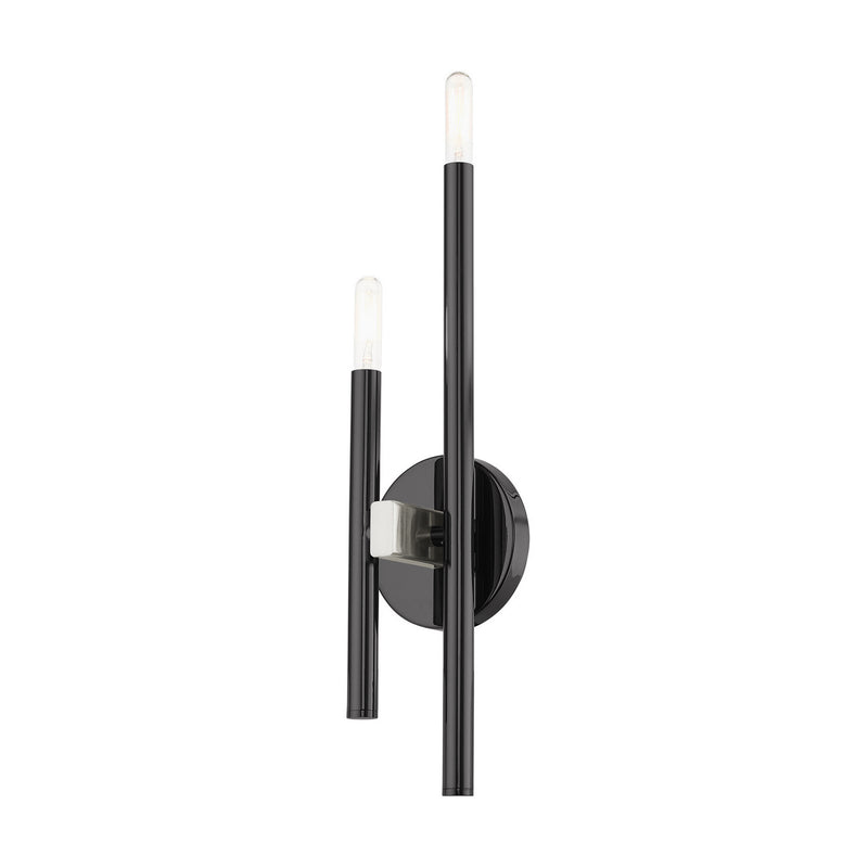 Livex Lighting 49342-46 Two Light Wall Sconce, Black Chrome w/ Brushed Nickels