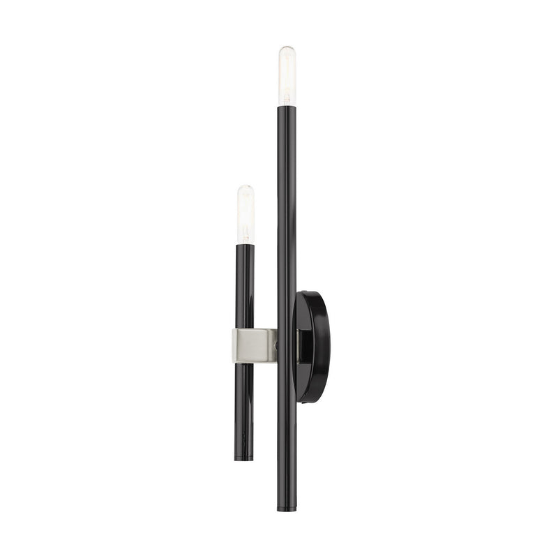 Livex Lighting 49342-46 Two Light Wall Sconce, Black Chrome w/ Brushed Nickels