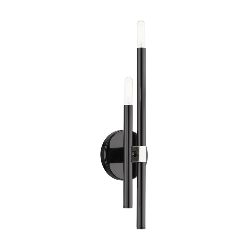 Livex Lighting 49342-46 Two Light Wall Sconce, Black Chrome w/ Brushed Nickels