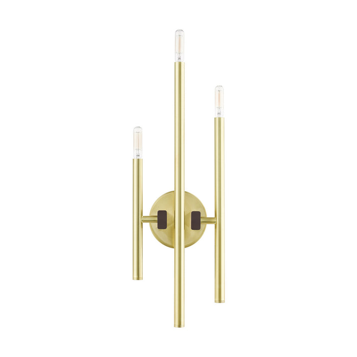 Livex Lighting 49343-12 Three Light Wall Sconce, Satin Brass w/ Bronzes