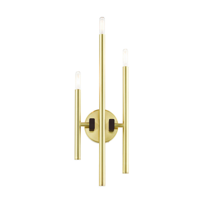 Livex Lighting 49343-12 Three Light Wall Sconce, Satin Brass w/ Bronzes