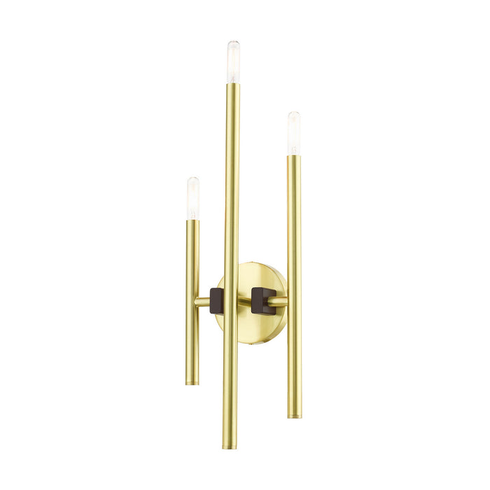 Livex Lighting 49343-12 Three Light Wall Sconce, Satin Brass w/ Bronzes