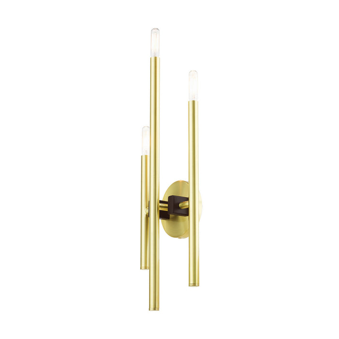 Livex Lighting 49343-12 Three Light Wall Sconce, Satin Brass w/ Bronzes