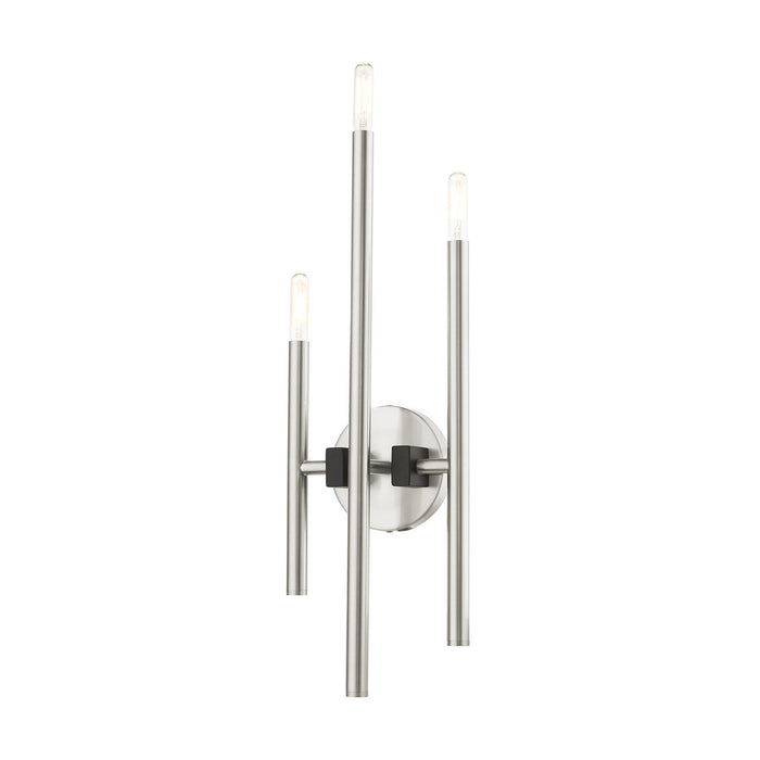 Livex Lighting 49343-91 Three Light Wall Sconce, Brushed Nickel w/ Blacks