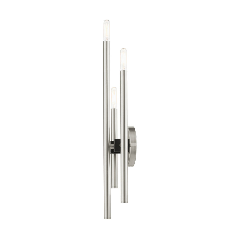 Livex Lighting 49343-91 Three Light Wall Sconce, Brushed Nickel w/ Blacks