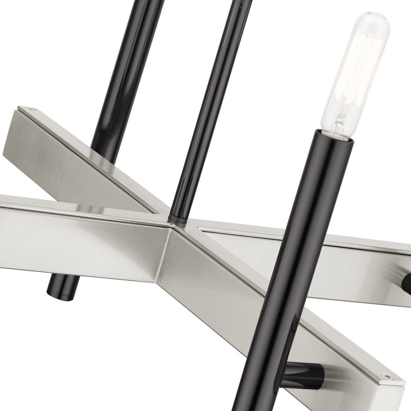 Livex Lighting 49344-46 Four Light Chandelier, Black Chrome w/ Brushed Nickels