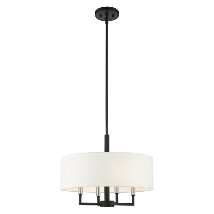 Livex Lighting 49374-04 Four Light Chandelier, Black w/ Brushed Nickels