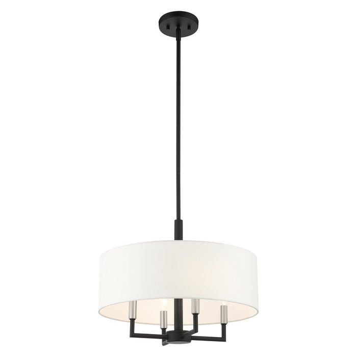 Livex Lighting 49374-04 Four Light Chandelier, Black w/ Brushed Nickels
