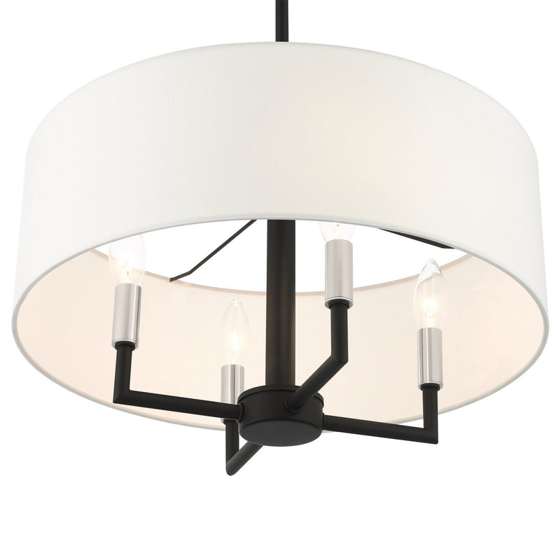 Livex Lighting 49374-04 Four Light Chandelier, Black w/ Brushed Nickels