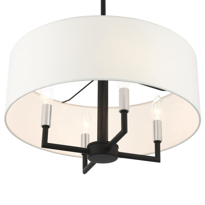 Livex Lighting 49374-04 Four Light Chandelier, Black w/ Brushed Nickels
