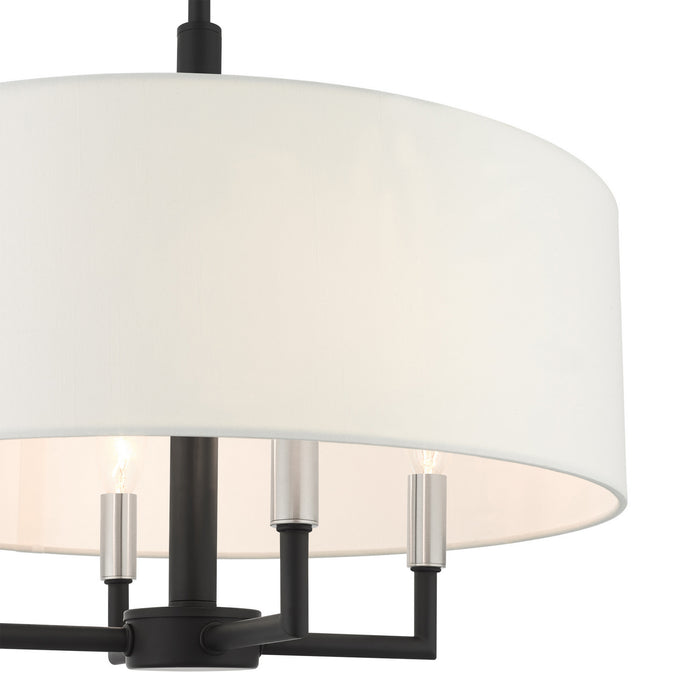 Livex Lighting 49374-04 Four Light Chandelier, Black w/ Brushed Nickels