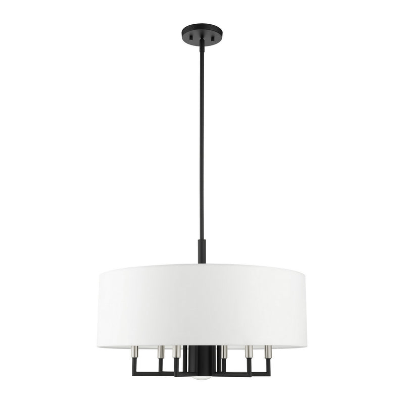 Livex Lighting 49376-04 Seven Light Chandelier, Black w/ Brushed Nickels