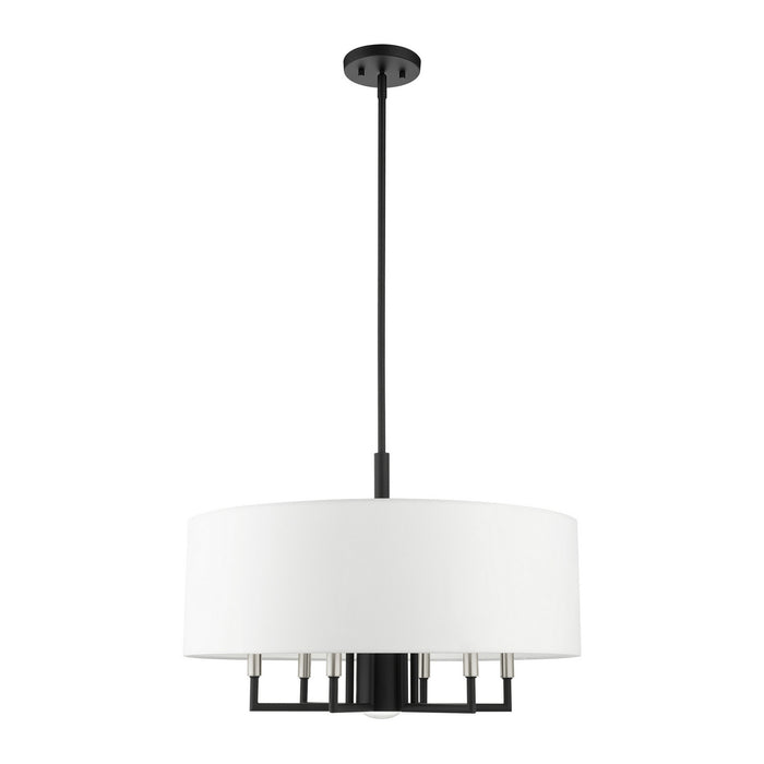 Livex Lighting 49376-04 Seven Light Chandelier, Black w/ Brushed Nickels